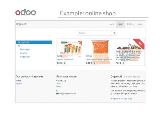 Odoo website builder online shop