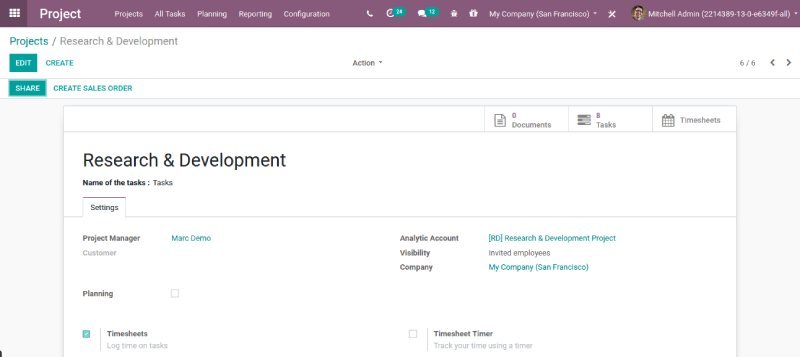 Odoo Project Management module