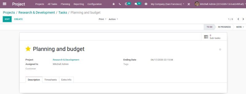Odoo Project Management module