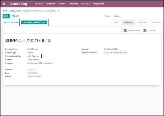 odoo ach module payment display